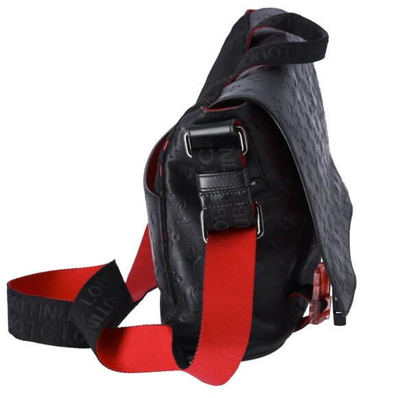 Christian Louboutin Rubyclick Messenger Shoulder Bag Black Red Leather - Picture 5 of 8